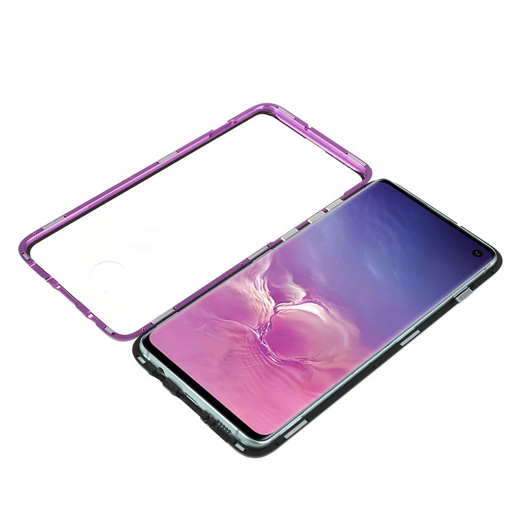 Magnetic Adsorption Glass + Metal Full Protection Phone Cover for Samsung Galaxy S10 - Purple-1