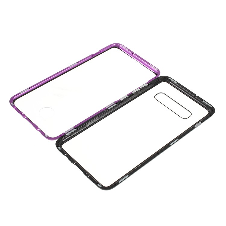 Magnetic Adsorption Glass + Metal Full Protection Phone Cover for Samsung Galaxy S10 - Purple-2