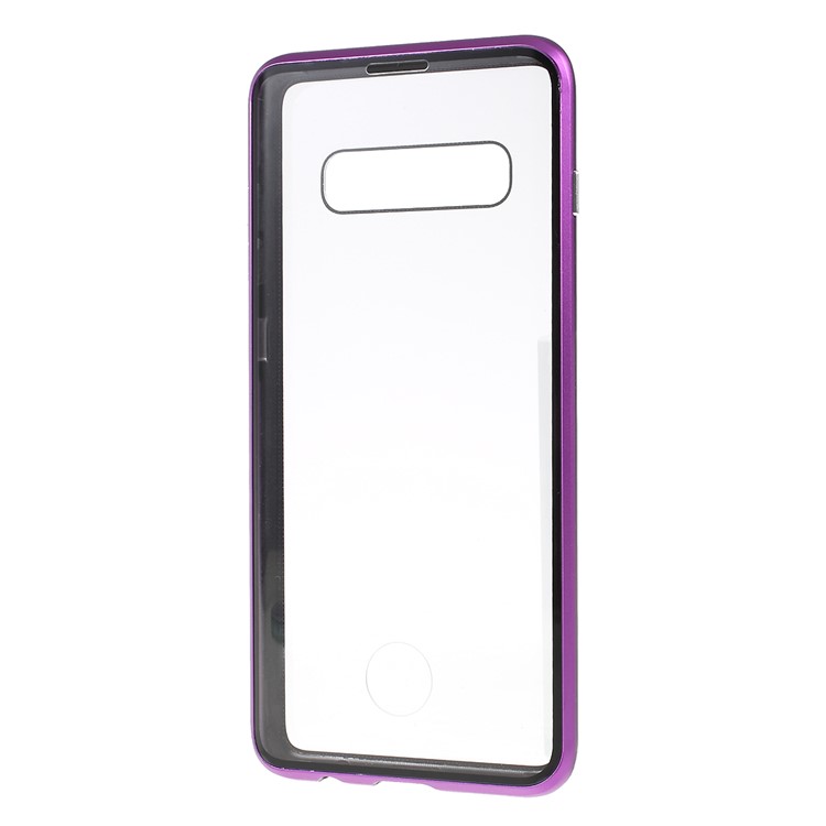 Magnetic Adsorption Glass + Metal Full Protection Phone Cover for Samsung Galaxy S10 - Purple-3