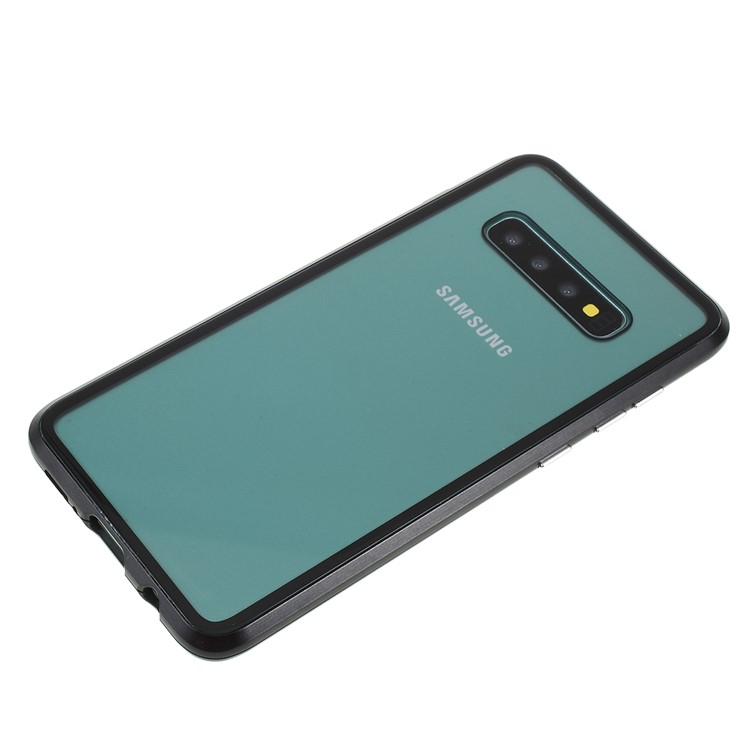 Magnetic Adsorption Glass + Metal Full Protection Phone Case for Samsung Galaxy S10 Plus - Black-2