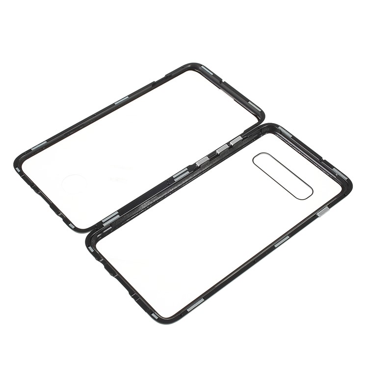 Magnetic Adsorption Glass + Metal Full Protection Phone Case for Samsung Galaxy S10 Plus - Black-3