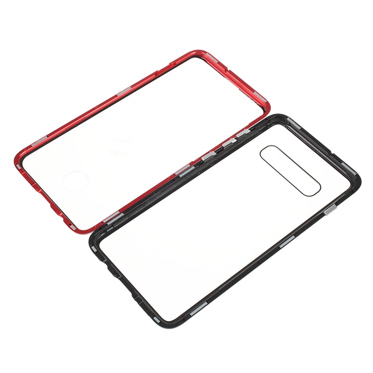 Magnetisches Adsorptionsglas + Metallvollschutztelefonkasten Für Samsung-Galaxie S10 Plus - Rot-2