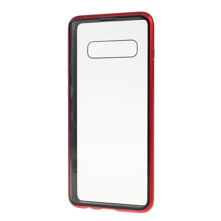 Magnetisches Adsorptionsglas + Metallvollschutztelefonkasten Für Samsung-Galaxie S10 Plus - Rot-3