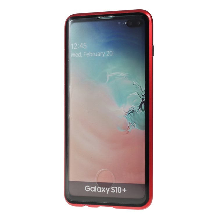 Magnetisches Adsorptionsglas + Metallvollschutztelefonkasten Für Samsung-Galaxie S10 Plus - Rot-4