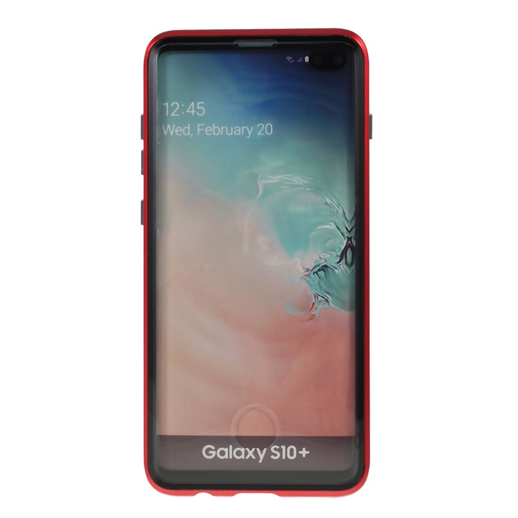 Magnetisches Adsorptionsglas + Metallvollschutztelefonkasten Für Samsung-Galaxie S10 Plus - Rot-5