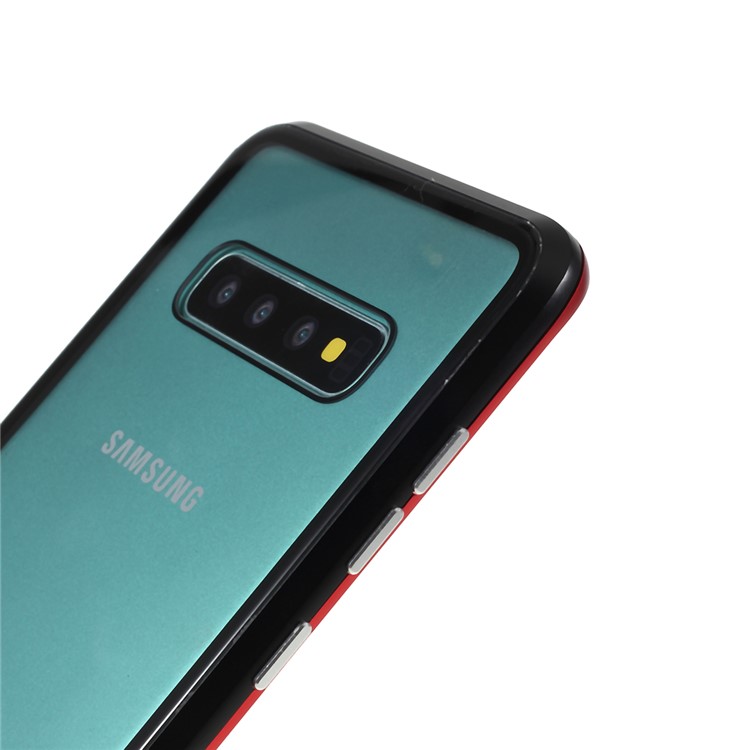 Magnetisches Adsorptionsglas + Metallvollschutztelefonkasten Für Samsung-Galaxie S10 Plus - Rot-6