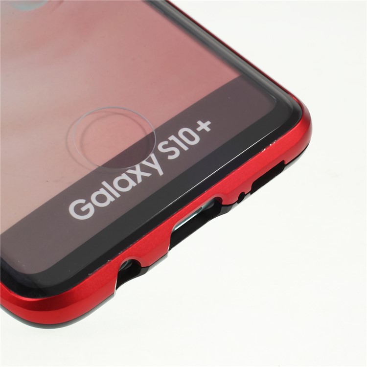 Magnetisches Adsorptionsglas + Metallvollschutztelefonkasten Für Samsung-Galaxie S10 Plus - Rot-7