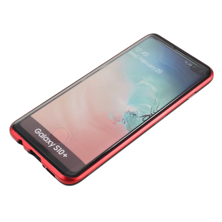 Magnetisches Adsorptionsglas + Metallvollschutztelefonkasten Für Samsung-Galaxie S10 Plus - Rot-8