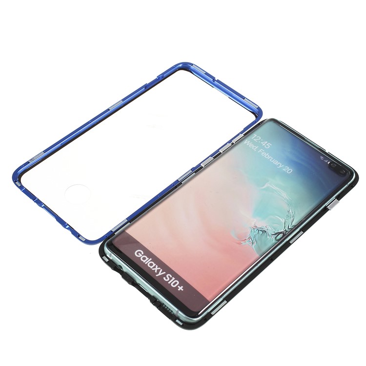 Magnetic Adsorption Glass + Metal Full Protection Phone Case for Samsung Galaxy S10 Plus - Blue-1