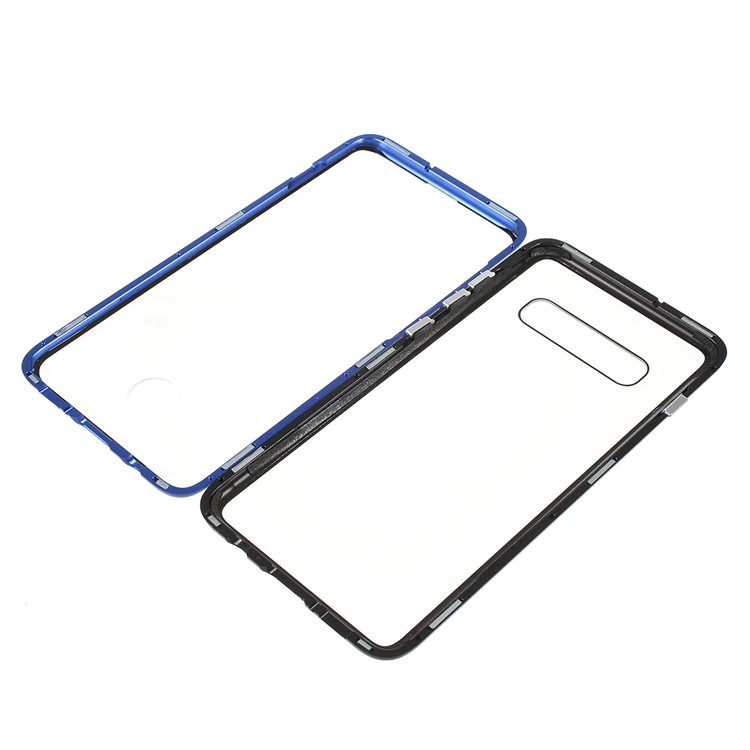 Magnetic Adsorption Glass + Metal Full Protection Phone Case for Samsung Galaxy S10 Plus - Blue-2