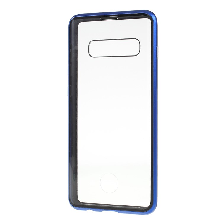 Magnetic Adsorption Glass + Metal Full Protection Phone Case for Samsung Galaxy S10 Plus - Blue-3