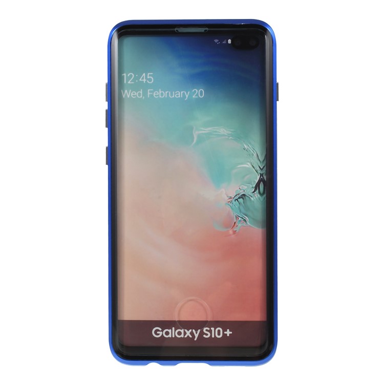 Magnetic Adsorption Glass + Metal Full Protection Phone Case for Samsung Galaxy S10 Plus - Blue-5