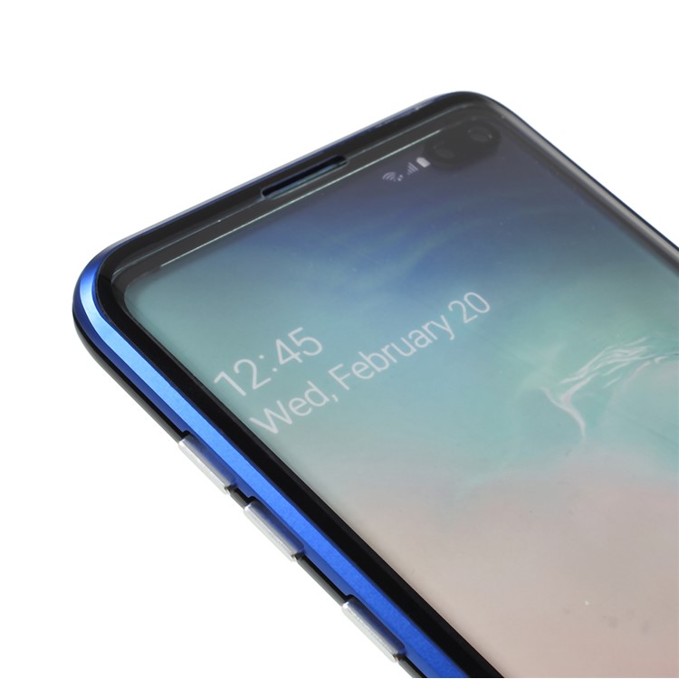 Magnetic Adsorption Glass + Metal Full Protection Phone Case for Samsung Galaxy S10 Plus - Blue-6
