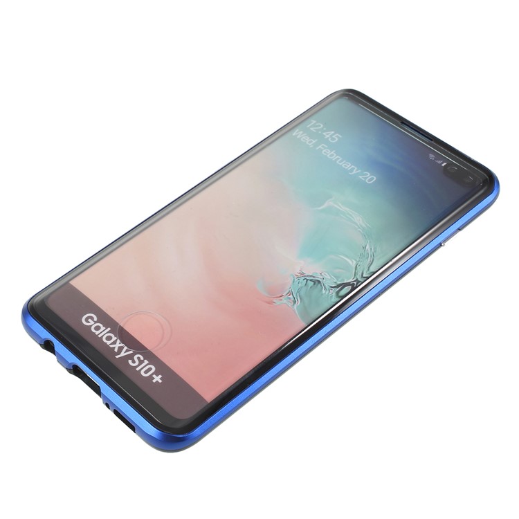 Magnetic Adsorption Glass + Metal Full Protection Phone Case for Samsung Galaxy S10 Plus - Blue-8