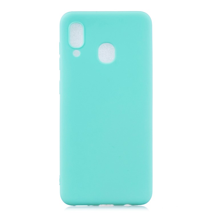 Candy Color Soft TPU Phone Case for Samsung Galaxy M20 - Cyan-1