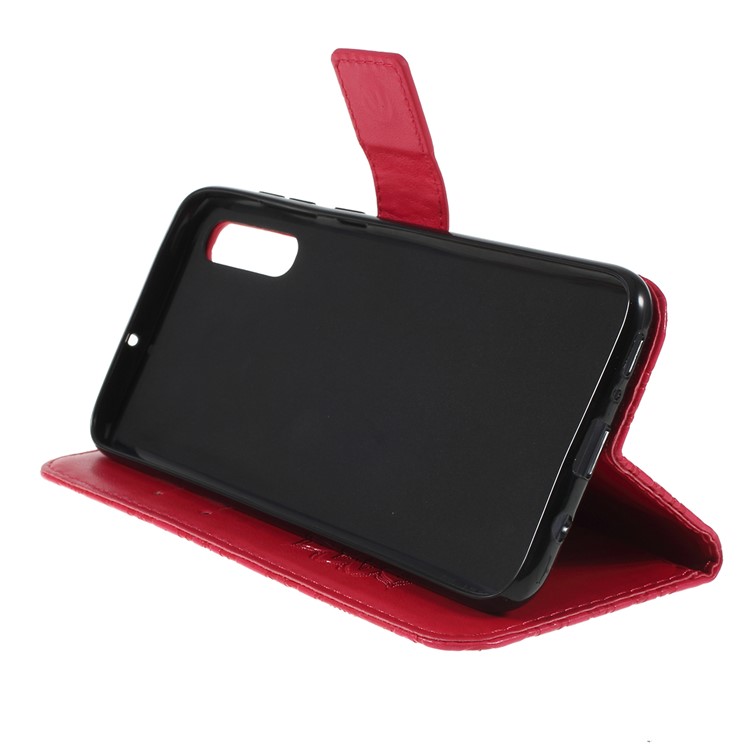 Imprint Sunflower PU Leather Wallet Magnetic Stand Cover for Samsung Galaxy A50 / A50s / A30s - Red-2