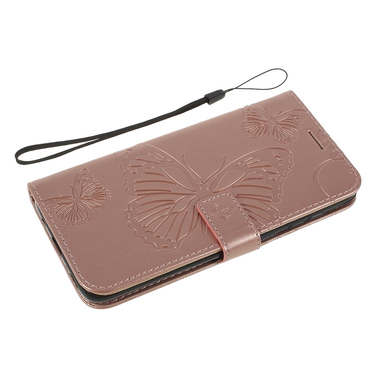 Imprint Butterfly Flowers Leather Stand Wallet Folio Case for Samsung Galaxy A50 / A50s / A30s - Rose Gold-5