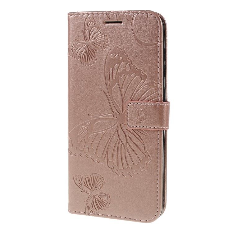 Imprint Butterfly Flowers Leather Stand Wallet Folio Case for Samsung Galaxy A50 / A50s / A30s - Rose Gold-6