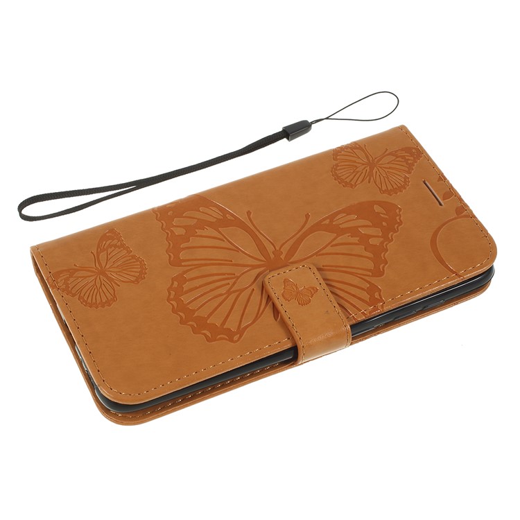 Imprint Butterfly Flowers Leather Stand Wallet Folio Case for Samsung Galaxy A50 / A50s / A30s - Brown-5