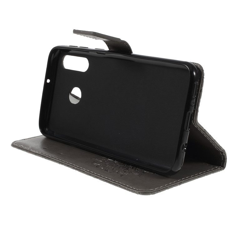 Imprint Sunflower PU Leather Wallet Magnetic Stand Cover for Samsung Galaxy M30 / A40s - Grey-7