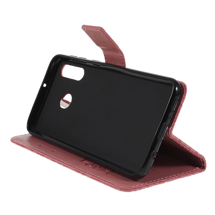 Imprint Sunflower PU Leather Wallet Magnetic Stand Cover for Samsung Galaxy M30 / A40s - Pink-2