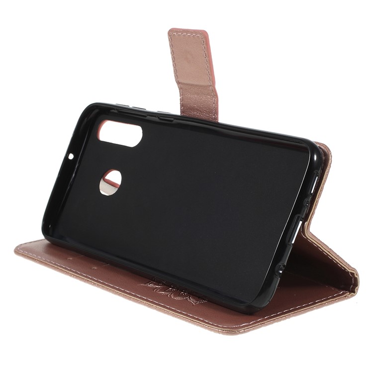Imprint Sunflower PU Leather Wallet Magnetic Stand Cover for Samsung Galaxy M30 / A40s - Rose Gold-2