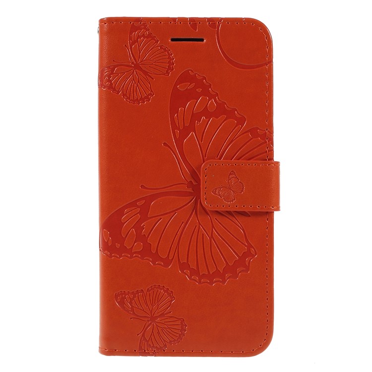 Imprint Butterfly Flowers Leather Stand Wallet Folio Case for Samsung Galaxy A40 - Rose-1