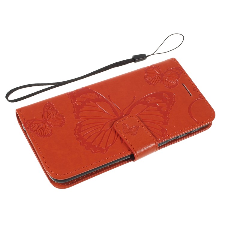 Imprint Butterfly Flowers Leather Stand Wallet Folio Case for Samsung Galaxy A40 - Rose-5