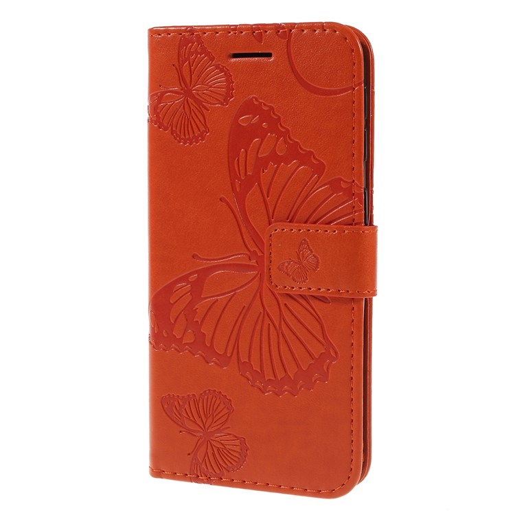 Imprint Butterfly Flowers Leather Stand Wallet Folio Case for Samsung Galaxy A40 - Rose-6