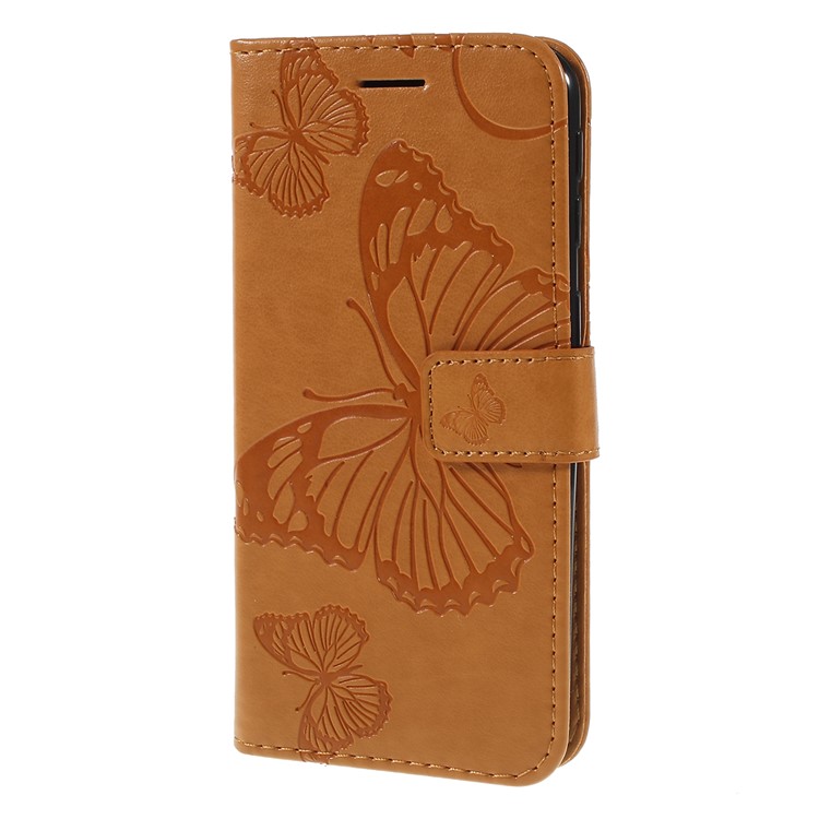 Imprint Butterfly Flowers Leather Stand Wallet Folio Case for Samsung Galaxy A40 - Brown-6