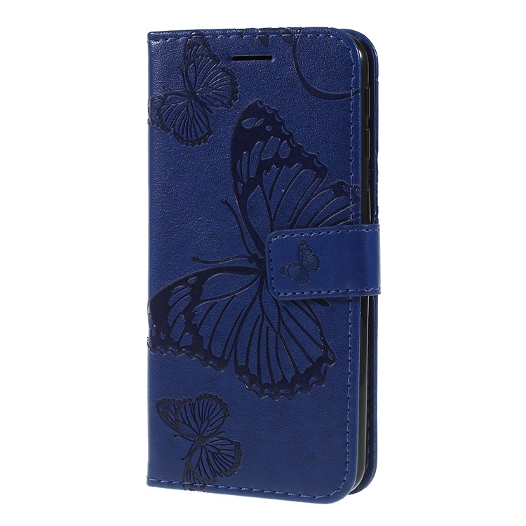 Imprint Butterfly Flowers Leather Stand Wallet Folio Case for Samsung Galaxy A40 - Blue-6