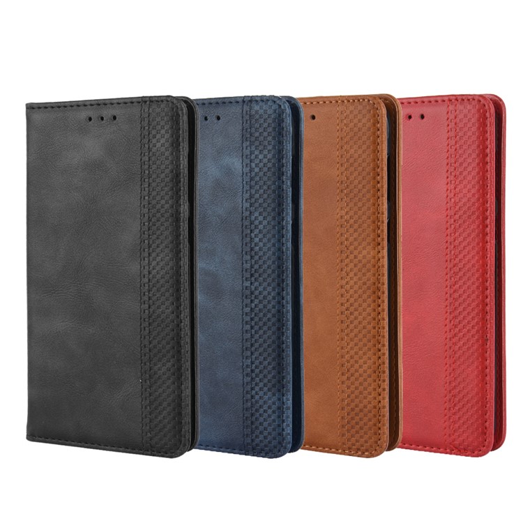 Auto-absorbed Vintage Leather Wallet Stand Shell for Samsung Galaxy A60 - Black-10