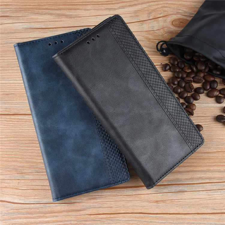 Auto-absorbed Vintage Leather Wallet Stand Shell for Samsung Galaxy A60 - Black-9