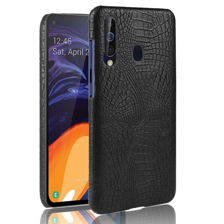 Crocodile Texture PU Leather Coated PC Back Protector Cover for Samsung Galaxy A60 - Black-1