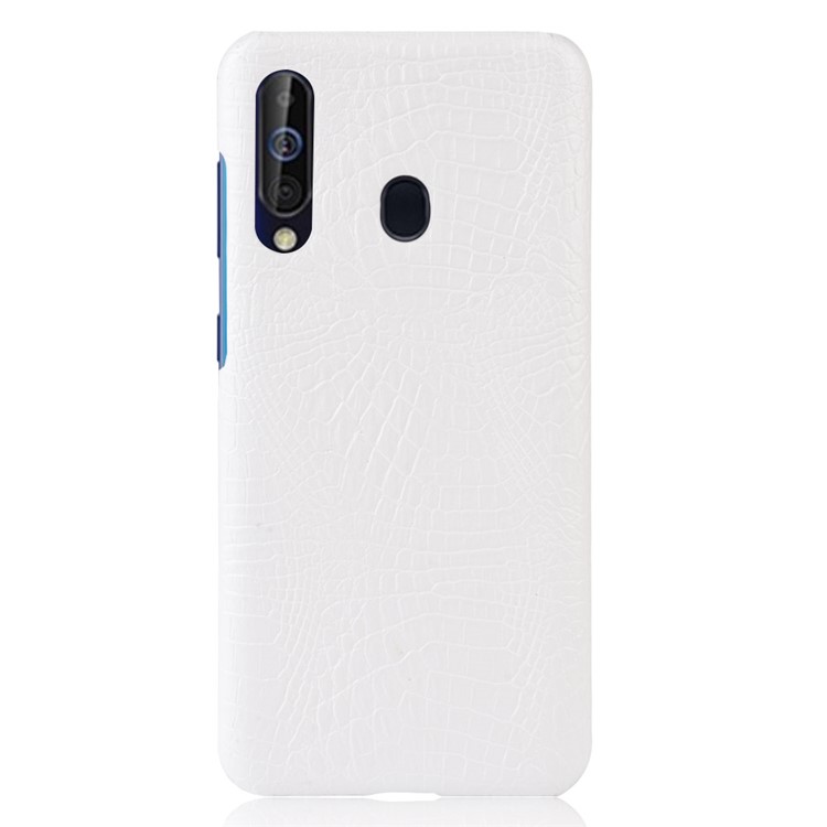 Crocodile Texture PU Leather Coated PC Back Protector Cover for Samsung Galaxy A60 - White-2