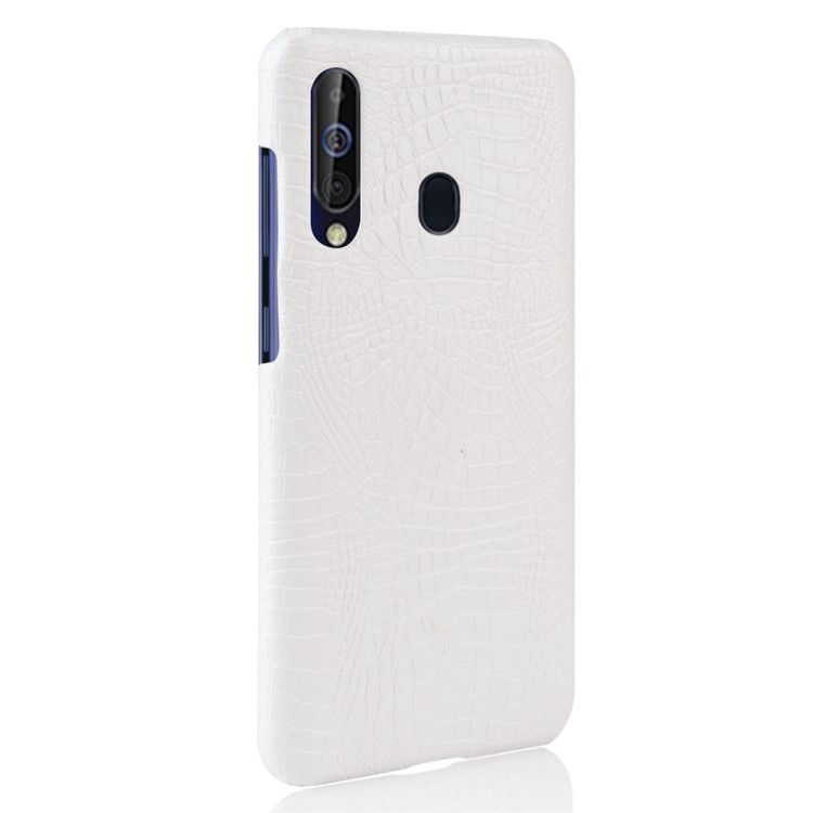 Crocodile Texture PU Leather Coated PC Back Protector Cover for Samsung Galaxy A60 - White-3