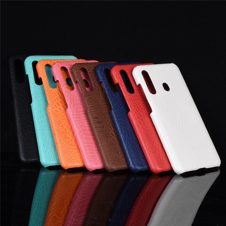 Crocodile Texture PU Leather Coated PC Back Protector Cover for Samsung Galaxy A60 - White-5