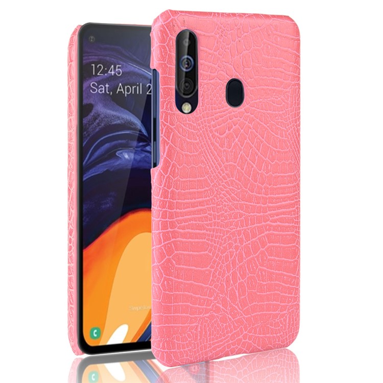 Crocodile Texture PU Leather Coated PC Back Protector Cover for Samsung Galaxy A60 - Pink-1