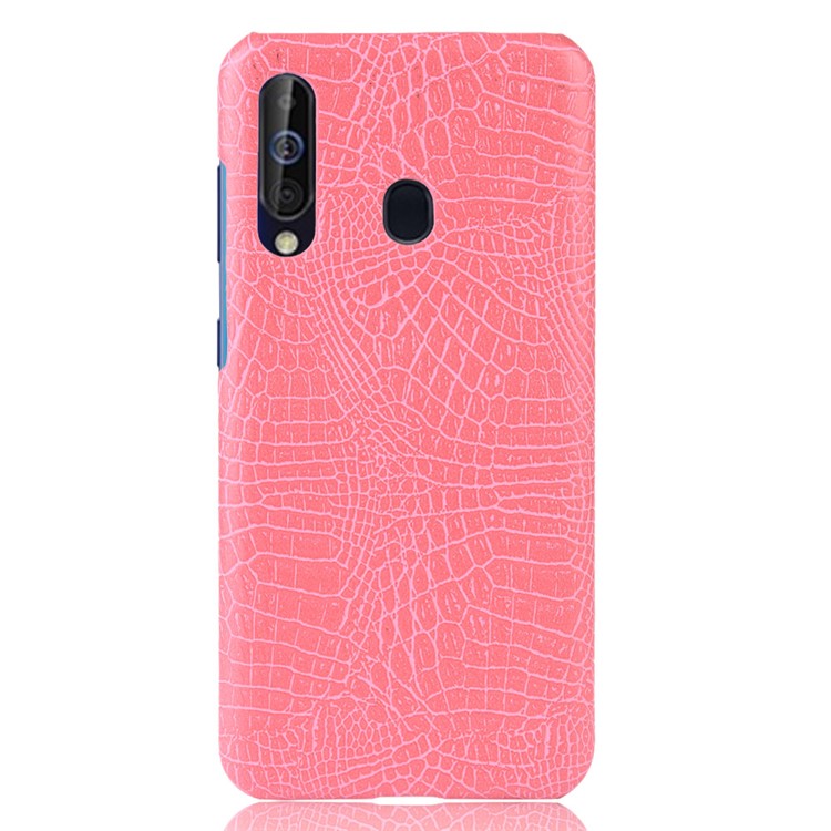Crocodile Texture PU Leather Coated PC Back Protector Cover for Samsung Galaxy A60 - Pink-2