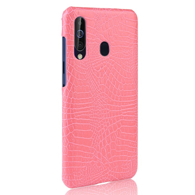 Crocodile Texture PU Leather Coated PC Back Protector Cover for Samsung Galaxy A60 - Pink-3