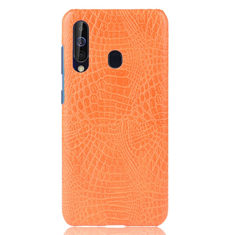 Crocodile Texture PU Leather Coated PC Back Protector Cover for Samsung Galaxy A60 - Orange-2