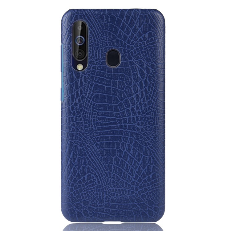 Crocodile Texture PU Leather Coated PC Back Protector Cover for Samsung Galaxy A60 - Dark Blue-2