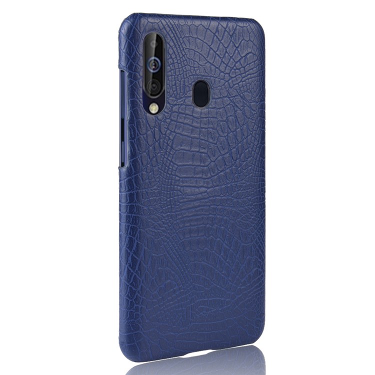 Crocodile Texture PU Leather Coated PC Back Protector Cover for Samsung Galaxy A60 - Dark Blue-3