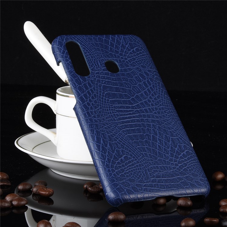 Crocodile Texture PU Leather Coated PC Back Protector Cover for Samsung Galaxy A60 - Dark Blue-4