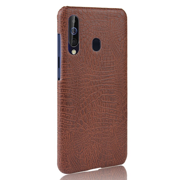 Crocodile Texture PU Leather Coated PC Back Protector Cover for Samsung Galaxy A60 - Brown-3