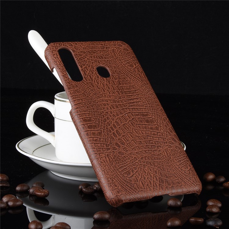 Crocodile Texture PU Leather Coated PC Back Protector Cover for Samsung Galaxy A60 - Brown-4