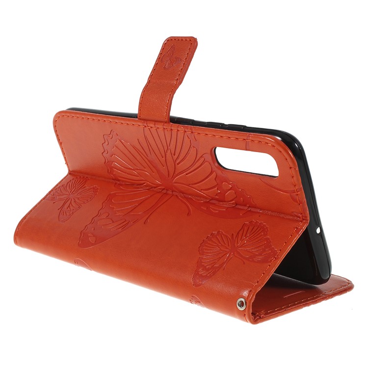 Impressum Schmetterling Blumen Leder Ständer Brieftasche Folio Fall Für Samsung Galaxy A70 - Orange-3