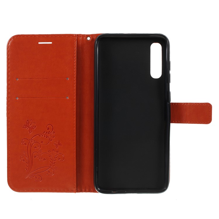 Impressum Schmetterling Blumen Leder Ständer Brieftasche Folio Fall Für Samsung Galaxy A70 - Orange-4