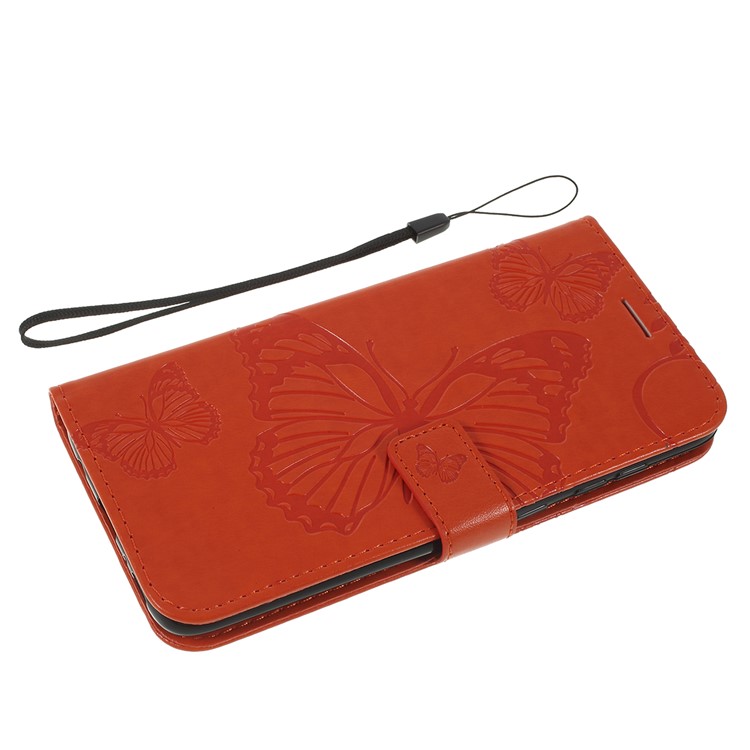 Impressum Schmetterling Blumen Leder Ständer Brieftasche Folio Fall Für Samsung Galaxy A70 - Orange-5