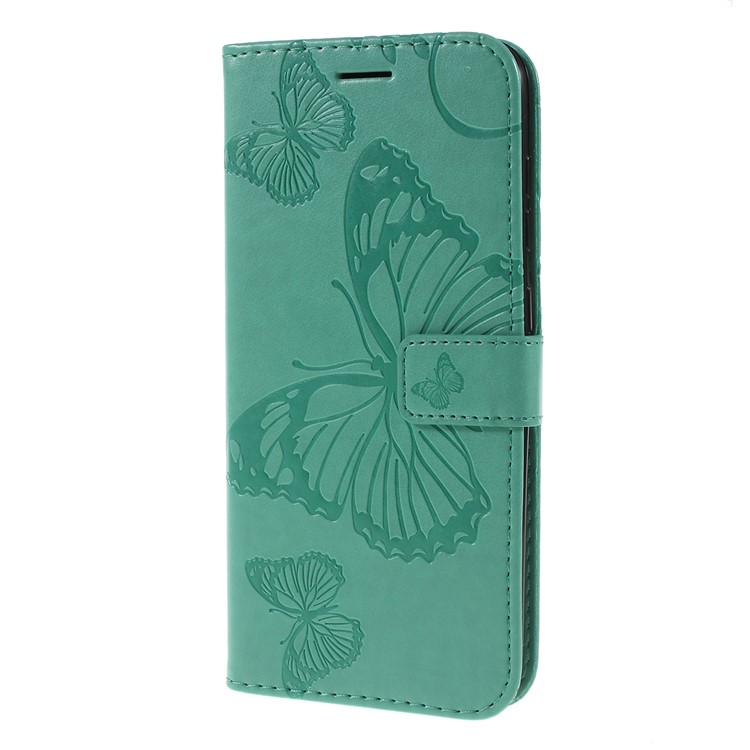 Imprint Butterfly Flowers Leather Stand Wallet Folio Case for Samsung Galaxy A70 - Cyan-6